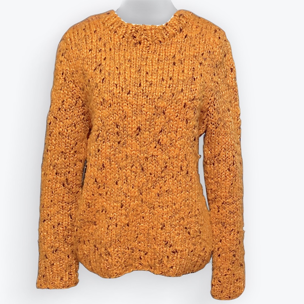 Hygge Chunky Handknit Butterscotch Maroon-Flecked Yarn Sweater ~ Chest Abt 39”